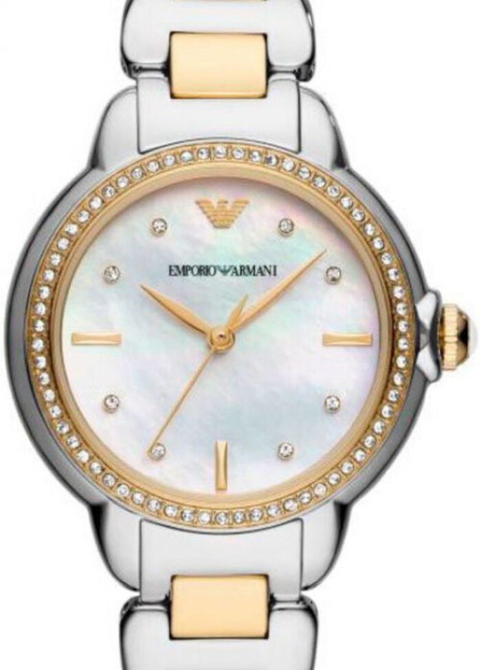 Emporio Armani Mia Quartz Mother of Pearl Dial Two Tone Steel Strap Watch For Women - AR11524 - Image 8